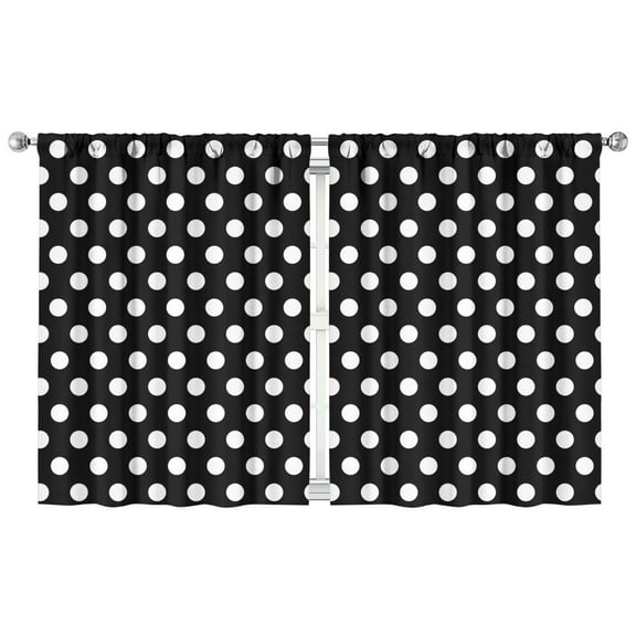 Vintage Red Polka Dots Kitchen Curtains Set - 42x54 Inch Retro Dots Design, Rod Pocket Short Curtains for Bathroom or Laundry Room