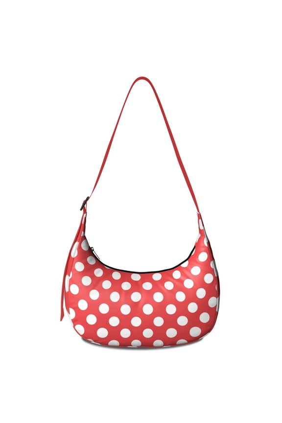 Vintage Red Polka Dots Print Crossbody Tote for Women, Colorful Dot Pattern Shoulder Bag, Lightweight Water-Resistant Hobo Purse with Minimalist Geometric Dots Design