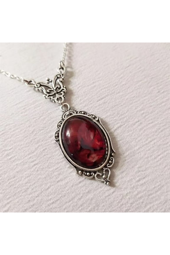 Vintage Red Quartz Crystal Necklace