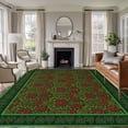 thumbnail image 1 of Vintage Red Roses Area Rugs 5'x7', Washable Small Throw Rugs for Laundry Room Playroom, Green Abstract Art Floral Ethnic Indoor Outdoor Rug Non-Slip Low Pile Carpet Runner Reversible Floor Mats, 1 of 8