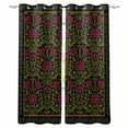 thumbnail image 1 of Vintage Red Roses Blackout Curtains for Bedroom, Abstract Art Floral Green Leaves Thermal Insulated Kitchen Drapes with Grommets, Light Blocking Window Treatment, 2 Panels 52" x 96", 1 of 7