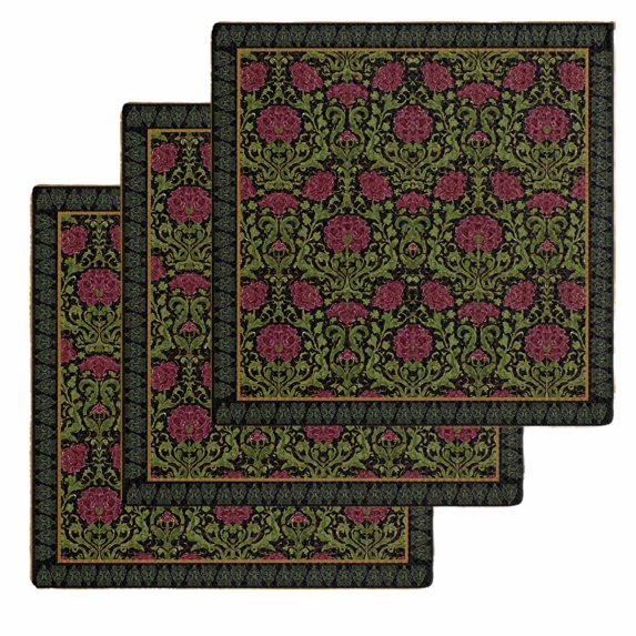 Vintage Red Roses Kitchen Dish Towels for Drying Dishes Set of 3, Abstract Art Floral Green Leaves Waffle Weave Microfiber Hand Tea Bathroom Towels Quick Dry & Absorbent Towel 12x12