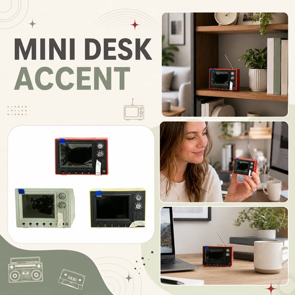 Vintage Red Small Tv, 3.5X2.5 Inch 8G Portable Tv Mini Monitor, Vintage Decor Mini Crt Tv with Bluetooth Speaker for Tv, Small Portable Monitor Retro Decorations for Home,