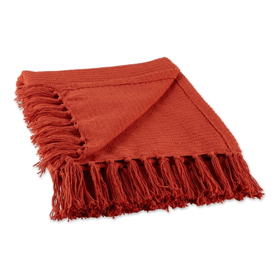 Red Solid Ribbed Rectangular Cotton Decorative Throw 50" x 60"