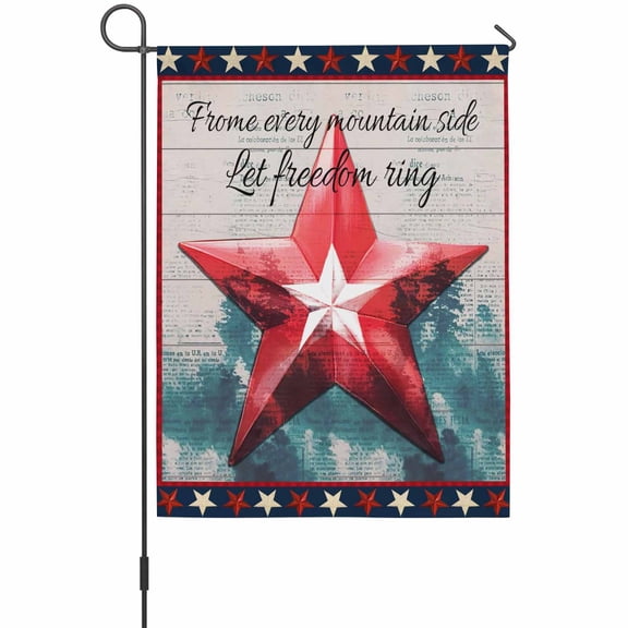 Vintage Red Star House Flags For Outdoor, Independence Day Freedom American Small Double Side Yard Flags Weather Proof House Decor for Lawn Outside Holiday 28 x 40 Inches