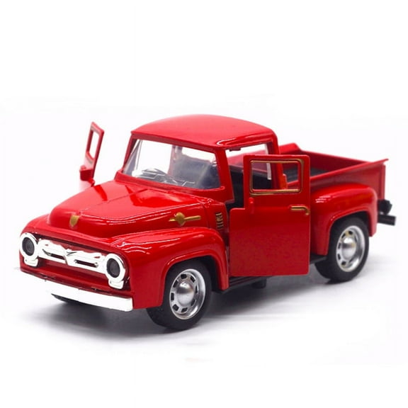 Vintage Red Truck Decor 8.7 Inches Handcrafted Red Metal Truck Car Model for Christmas Decoration Table Decoration