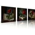 thumbnail image 1 of Vintage Red Wall Decor for Living Room Red Bathroom Accessories Green Leaf Retro Wall Art Red Rose on Books Pictures Bedroom Decor Kitchen Home Decorations 14x14 3 Pcs/Set, 1 of 6