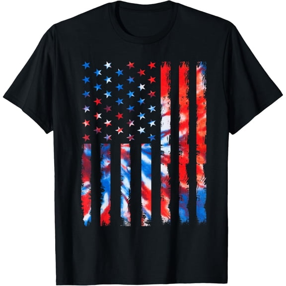 Vintage Red White And Blue Tie Dye American Flag Tee T-Shirt