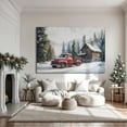 thumbnail image 1 of Vintage Red Winter Holiday Truck Wall Art Rustic Winter Poster Festive Wall Decor Snowy Landscape Poster Ready To Hang Xmas Gift Home Decor, 24x36 UNFRAMED, 1 of 3