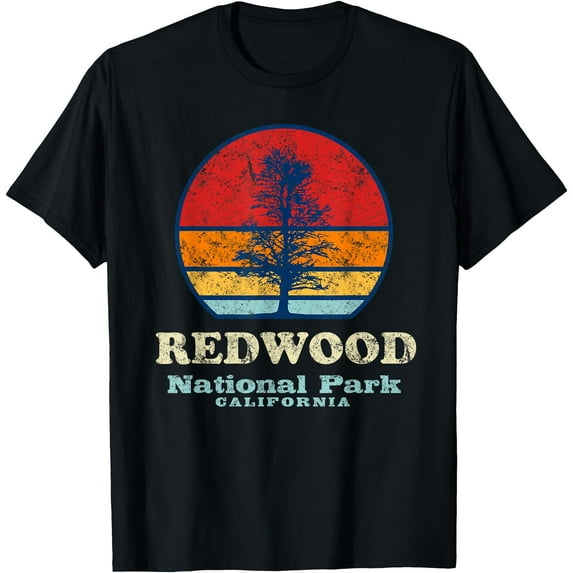 Vintage Redwood California National Park Unisex T-Shirt for Men Women Kids Toddler,Black Color,Size 2T