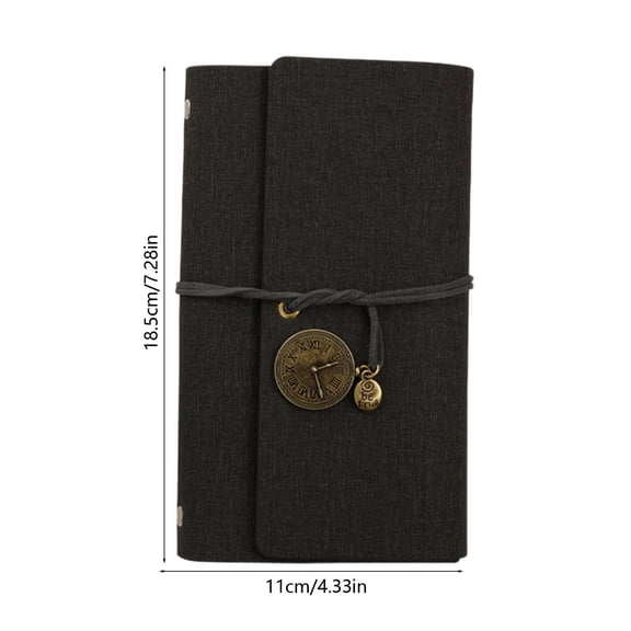 Vintage Refillable Binder Journal with Band Strap, Office Notebook & Gift Notepad, Black