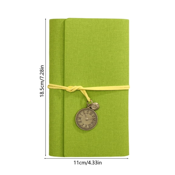 Vintage Refillable Binder Journal with Band Strap, Office Notebook & Gift Notepad, Green