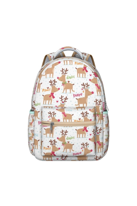 Vintage Reindeer Backpack for Student School Buck Head Cartoon Print Artistic Nordic Forest Hunting Design Student Deer Lover Book Bag