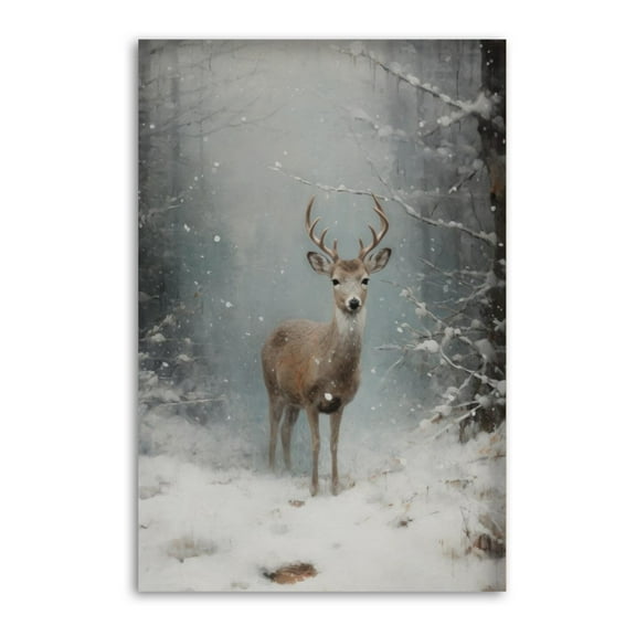 Vintage Reindeer Christmas Wall Art Picture Painting Poster Canvas Print Posters Artworks Bedroom Living Room Decor 12x18inch(30x45cm)