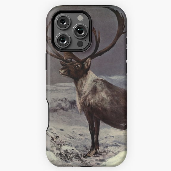 Vintage Reindeer Painting Art Phone Case for iPhone 11 12 13 14 15 16 17 Pro Max