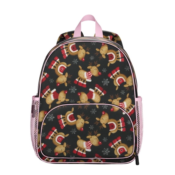 Vintage Reindeer Student Backpack – Nordic Forest Art Design With Geometric Rustic Woodland Buck Wild Nature Aesthetic Print