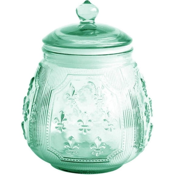 Vintage Relief Glass Storage Jar, Sealed Lid Candy and Snack Container, 1 Count,A-24oz