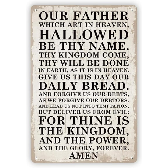 Vintage Religious Metal Tin Signs Inspirational Decor Our Father Lords Prayer Sign Hanging Verse Wall Rustic Christian Home Dcor 812 inch