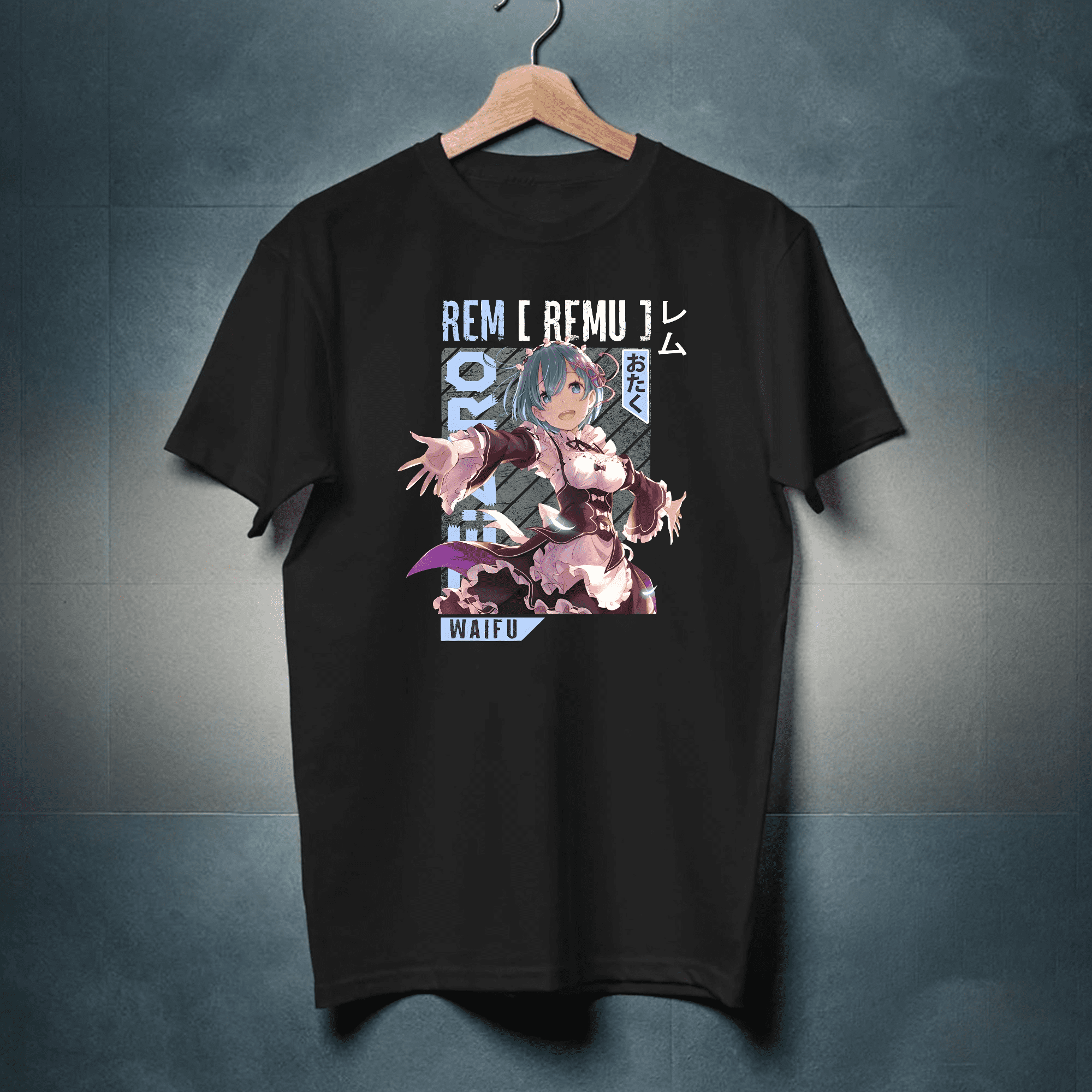 Re Zero Anime Rem Ram Black T-shirt SD01473 main image 1