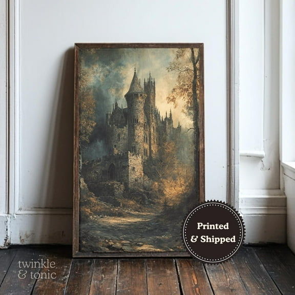 Vintage Renaissance Castle Art Print Medieval Wall Dã©Cor Moody Antique Poster For Classic Homes UNFRAMED Poster, Wall Art for Decor, Present, 12x18
