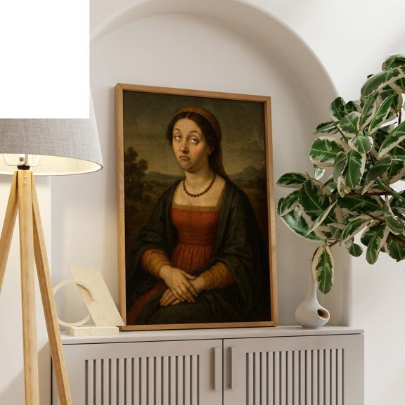 Vintage Renaissance Woman Rolling Eyes Portrait Poster