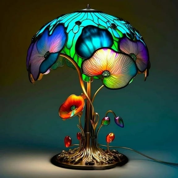 Vintage Resin Mushroom Table Lamp Plant Flower Series Snail Octopus Colorful Retro Night Light
