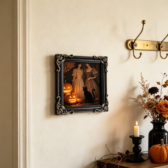 Vintage Resin Picture Frame 4.5 Inch - Ornate Baroque Corner Carved Photo Holder, Gothic Tabletop & Wall Display for Photos Art Cards