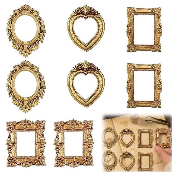 Vintage Resin Picture Frames, Mini Picture Framess, Oval Rectangle Wall Hanging Frames Display Frame Photo Holder for Home Wall Jewelry Display Hotel Decor