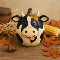 Vintage Resin Pumpkin Statue with Farm Animal Figurines, Cute Holiday Ornaments, Indoor Outdoor Porch, Garden, Yard, Tabletop Decoration, Thanksgiving and Autumn Fall Seasonal Decor