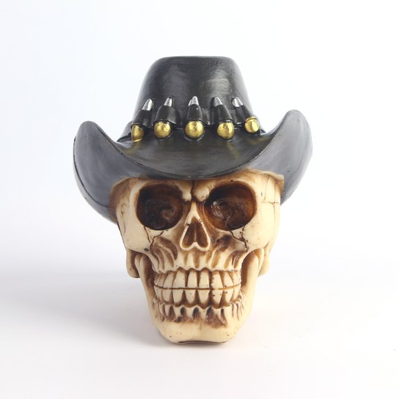 Vintage Resin Skull Statue Skeleton Props Sculpture Home Office Desk Decoration Ornament Halloween Decor Birthday Gift