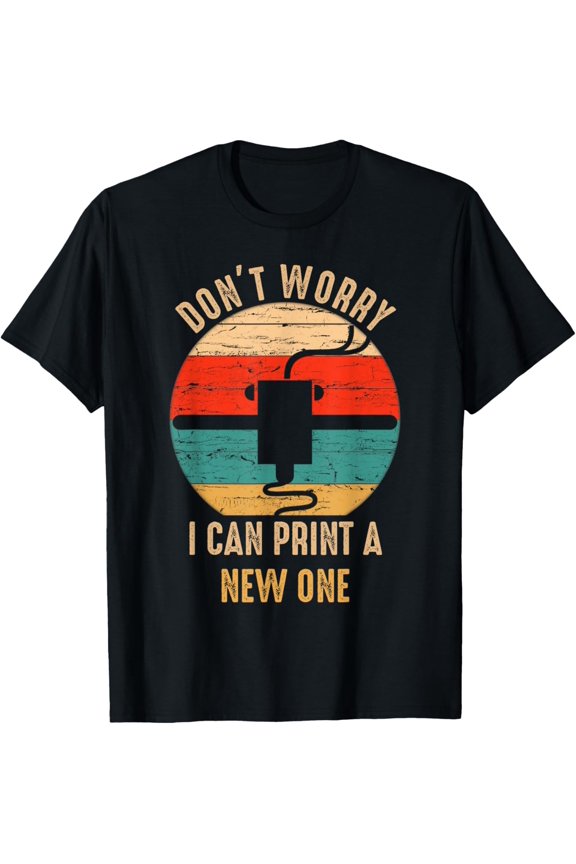Vintage Retro 3D Printer Tee Gift idea for Geeks T-ShirtMen and women, Black T-shirt, size: Extra large