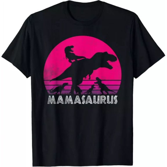 Vintage Retro 4 Mamasaurus Sunset Funny Gift For Mother T-Shirt