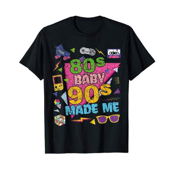 Vintage Retro 80's Baby 90's Made Me 1980s 1990s Nostalgia T-Shirt