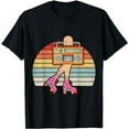 thumbnail image 1 of Vintage Retro 80's Rollerskates Roller Skating Disco Girl T-Shirt, 1 of 5