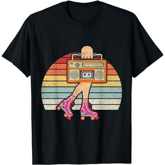 Vintage Retro 80's Rollerskates Roller Skating Disco Girl T-Shirt