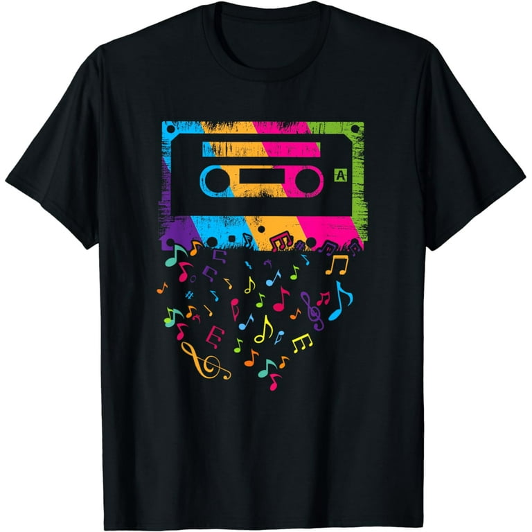 Cassette T Shirt - Music Notes & Retro Cassette Tape Cassette T Shirt - Music Notes & Retro Cassette Tape