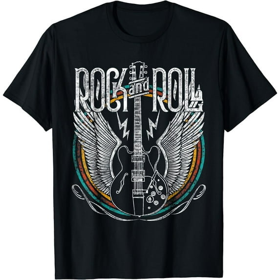 Vintage Retro 80s Rock & Roll Music Guitar Wings T-Shirt T-Shirt
