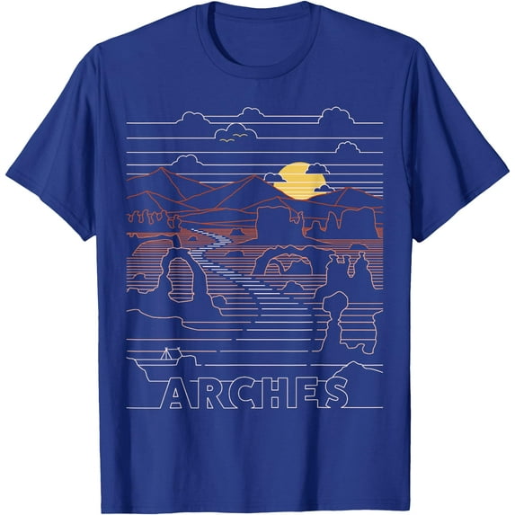 Vintage Retro Arches National Park - Delicate Arch Moab Utah Unisex T-Shirt for Men Women Kids Toddler,Royal Blue Color,Size XL