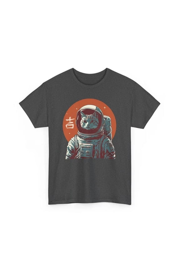Vintage Retro Astronaut Cat T-Shirt Minimalist Japanese Feline Unisex Graphic Tee Best Birthday Gifts