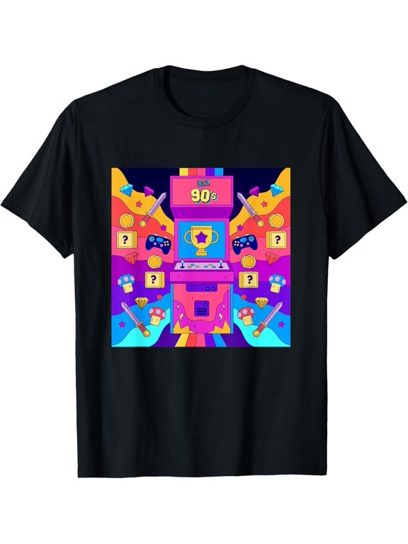 Vintage Retro Back To 90's, Cool 90's Video Games Console T-Shirt men and women can wear, black, white, gifts