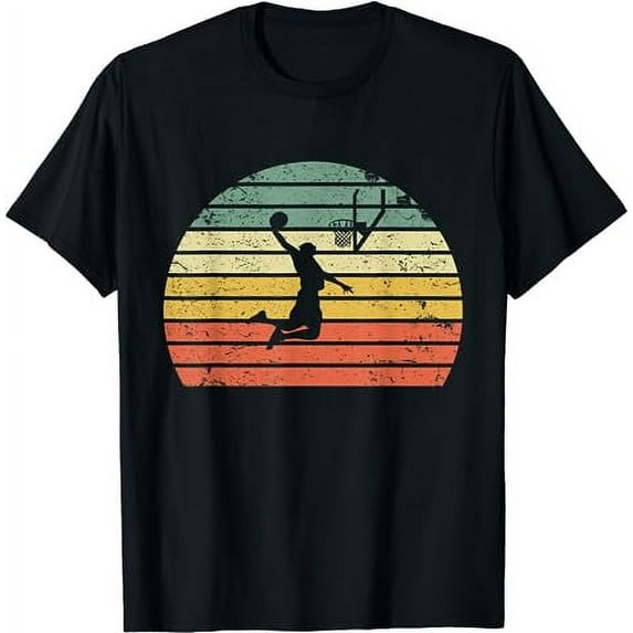 Vintage Retro Basketball Dunk Shirt Sunset Colorful T-Shirt