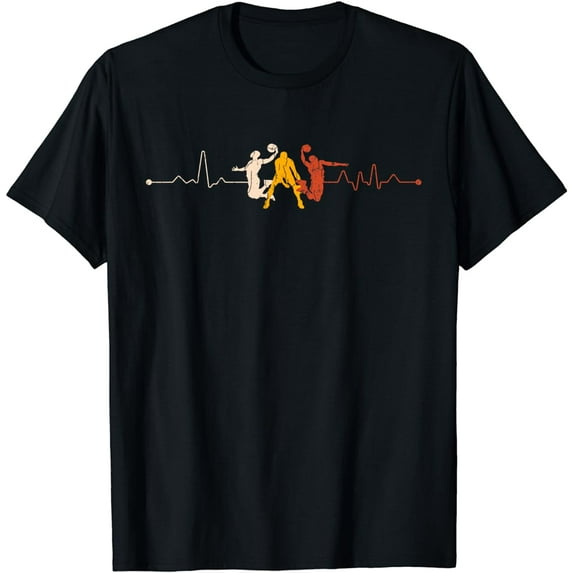 Vintage Retro Basketball-Player Gift Heartbeat Basketball T-Shirt