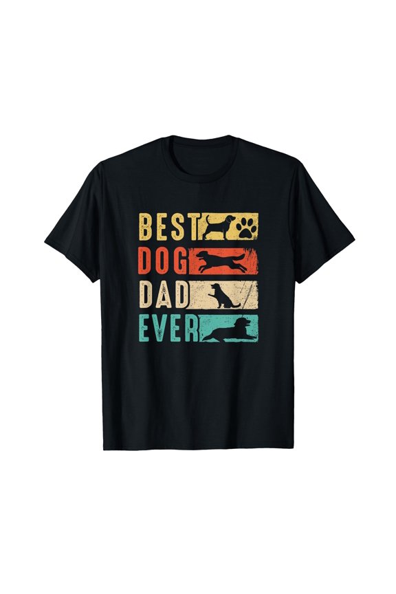 Vintage Retro Best Dog Dad Ever T-Shirt for Dog Lovers - Perfect Father's Day Gift