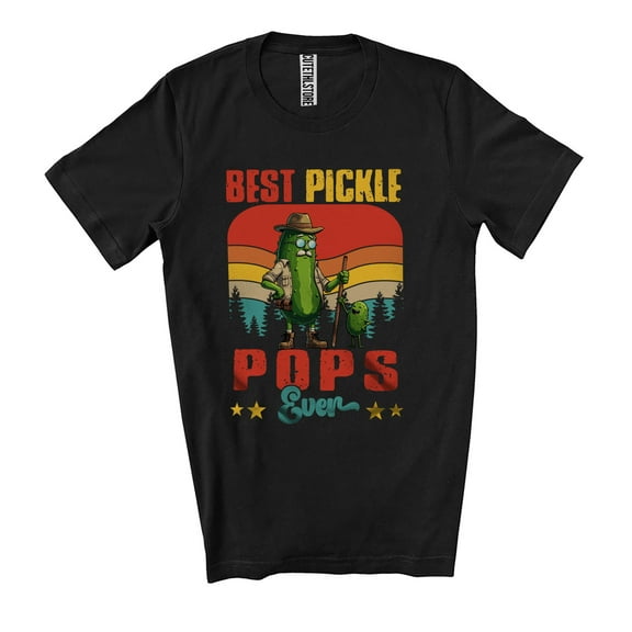 Vintage Retro Best Pickle Pops Ever; Amazing Father's Day Pickle Mustache Lover; Family Unisex T-Shirt