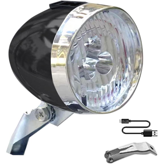 Vintage Retro Bicycles Bikes Front Light,USB Charging Headlight with 3 Led Bulbs,Rechargeable Retro Classic Bikes Headlight for Riding at Night