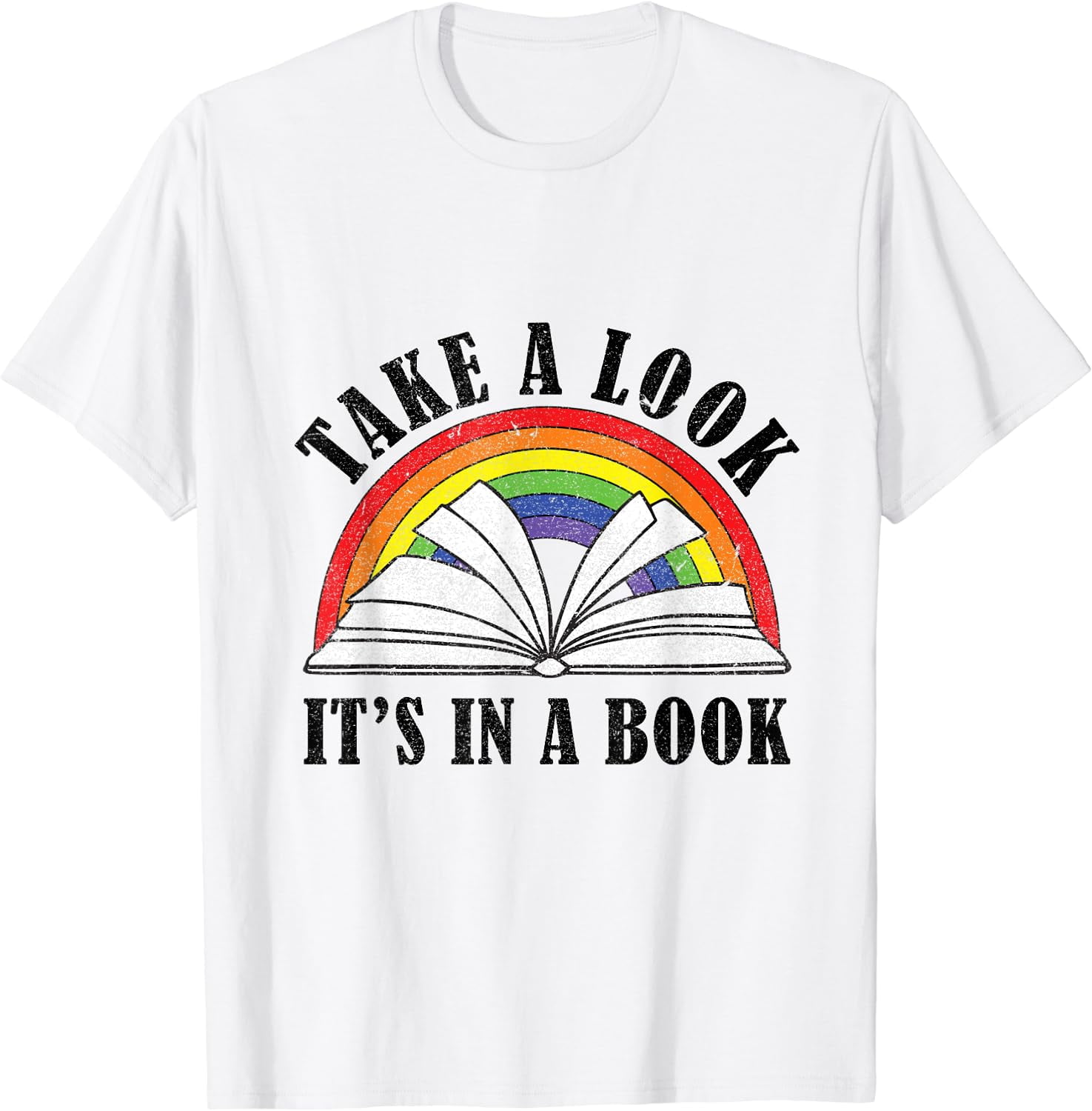 Vintage Retro Book Reading Bright Library Read With Books T-Shirt White ...