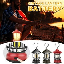 Vintage Retro Camping Lantern Light | Battery Powered Hanging Tent Light with Dimmer | Outdoor Hiking Picnic Backyard Emergency Light for Kids Adults