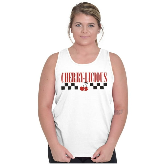 Vintage Retro Cherry-Licious Fruit Tank Top Tee Shirt Women Brisco Brands X