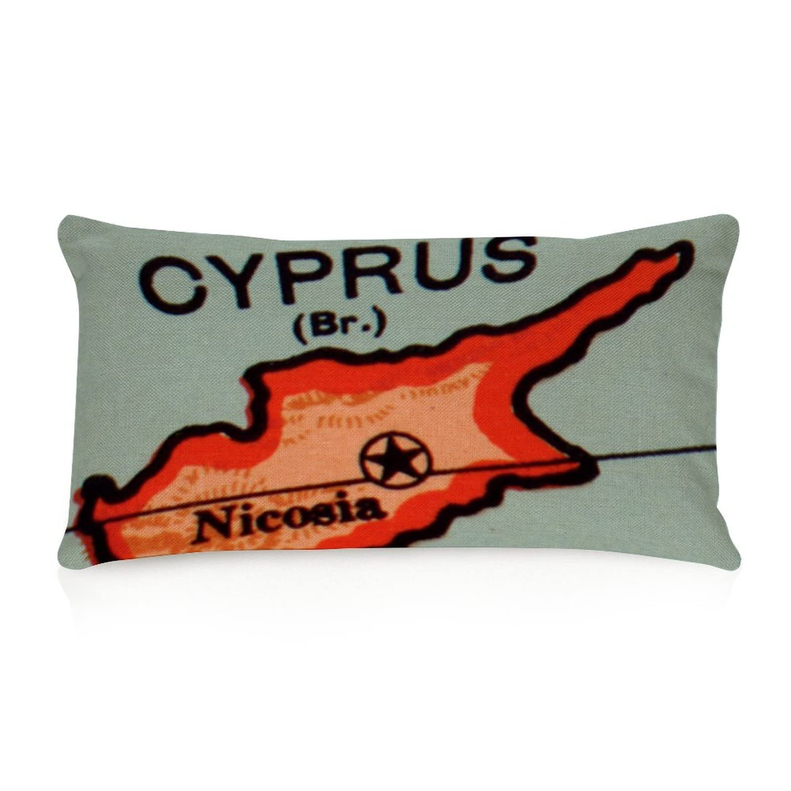 Vintage Retro City Map Lumbar Throw Pillow Cover Map Cyprus Decorative