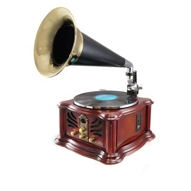 Vintage Retro Classic Style BT Turntable Phonograph Speaker System with MP3 ReCording Ability